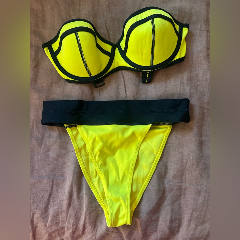 Kendall & Kylie Yellow and Black Bikini Swim Set